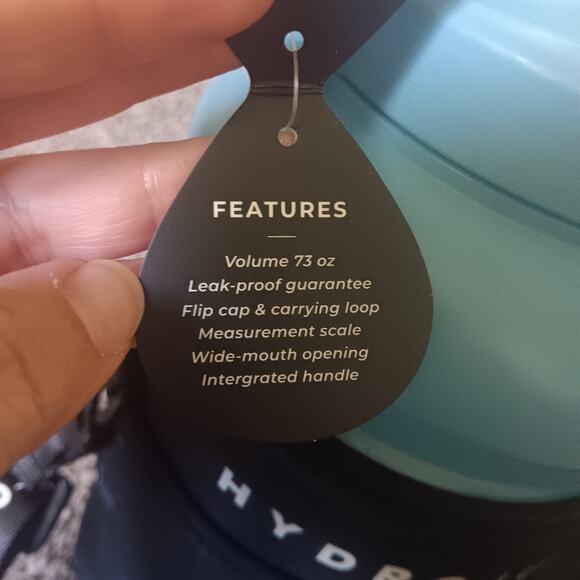 HYDROJUG Water Hydration Bottle & Straw, Blue W/Black Marble Print Sleeve 73 Oz - Picture 4 of 8